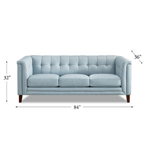 English Elm Arvo Leather Sofa with Top-Grain Seating, Pocket Coil Comfort, Kiln-Dried Frame for Durability Blue B2705P324380
