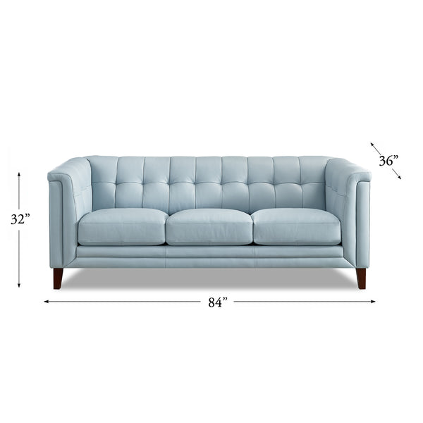 English Elm Arvo Leather Sofa with Top-Grain Seating, Pocket Coil Comfort, Kiln-Dried Frame for Durability Blue B2705P324380