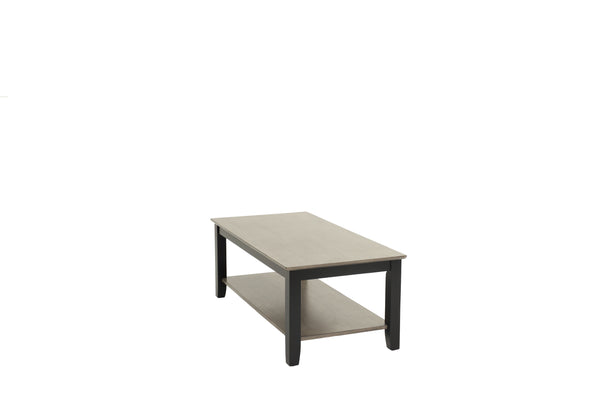 English Elm Gray Modern Two-Tone 47" Coffee Table with Walnut Veneer Top, Solid Rubberwood Legs & Shelf Storage B011P396179