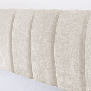 English Elm King Chenille Upholstered Platform Bed with Storage Drawers and Structured Headboard Beige W487S00414