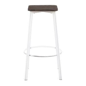 English Elm Square Barstools Industrial White Metal Bamboo Seat Kitchen Island Set of 2 B202P471216