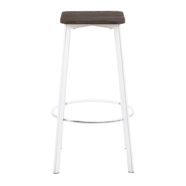 English Elm Square Barstools Industrial White Metal Bamboo Seat Kitchen Island Set of 2 B202P471216