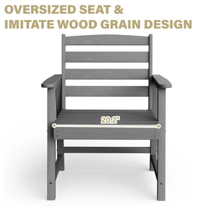 English Elm Single imitation wood grain outdoor dining chair with armrests, waterproof, UV-resistant comfort and durable support Grey T3898P371339