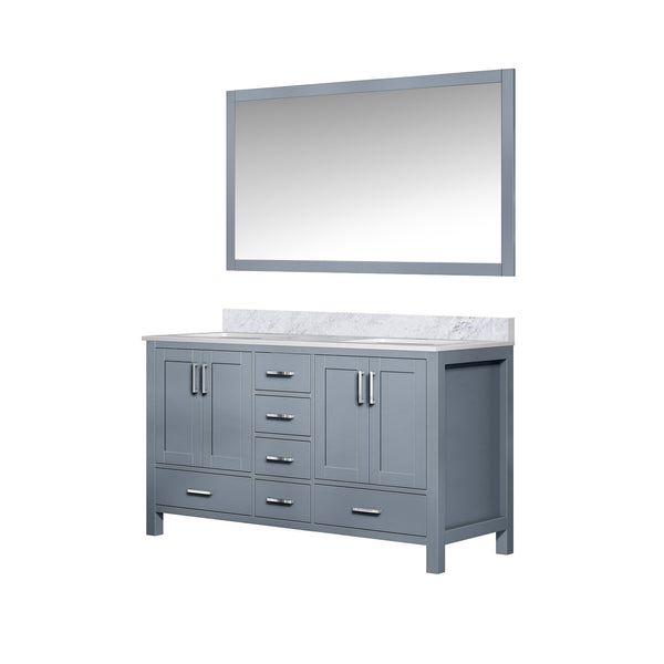 English Elm Dark Grey Double Bath Vanity With Carrara Marble Top & Mirror - Stylish Storage For Your Bathroom Upgrade B2731S00697