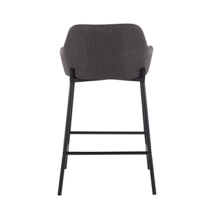 English Elm Daniella Industrial Counter Stools Set Of 2 - Black Metal Frame & Charcoal Fabric For Modern Spaces B202S00042