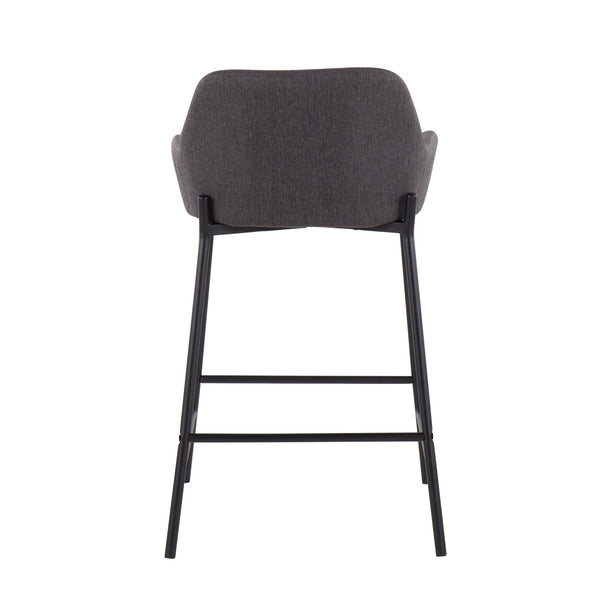 English Elm Daniella Industrial Counter Stools Set Of 2 - Black Metal Frame & Charcoal Fabric For Modern Spaces B202S00042