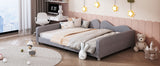 English Elm Full Size Upholstered Daybed, Sherpa Fabric Sofabed With Cloud-Shaped Backrest, No Box-Spring Needed, Gray