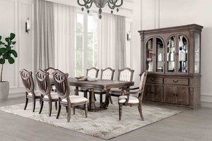 English Elm Rustic 2Pc Side Chair Set - Diamond Tufted Back, Fluted Legs, Weathered Oak & Beige For Dining Elegance B2741P406976-GIGA