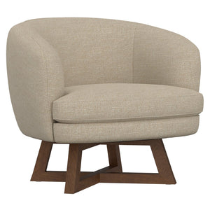 English Elm Swivel Barrel Accent Chair with X Base Foam Seat Neutral Beige Living Room Lounge B2709P496282