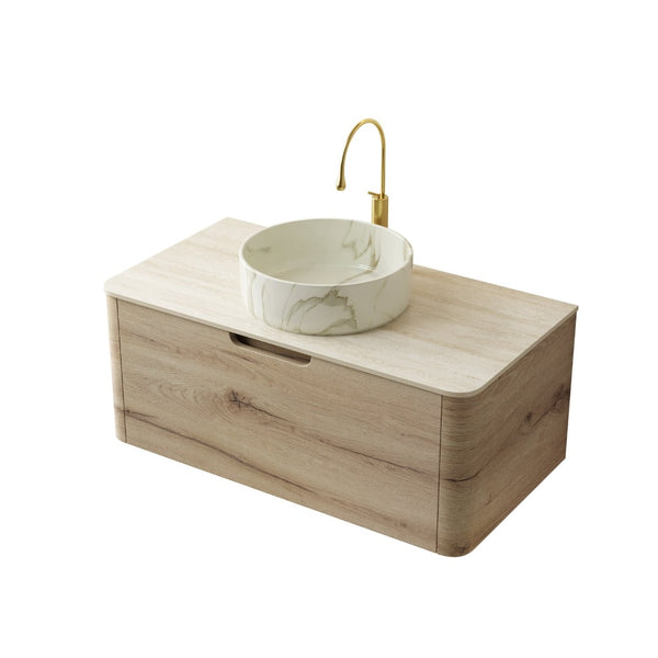 English Elm Xai 36" Floating Bathroom Vanity With Elegant Ceramic Sink, Plywood Storage & Sintered Stone Top W2615S00274-GIGA
