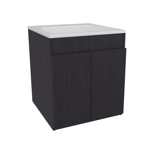 English Elm Bathroom Compact Vanity Cabinet 20.8" H – Engineered Wood Two-Door Storage, Modern Space-Saver Black 24.8 L x 22.83 W x 11.81 H B097P395872