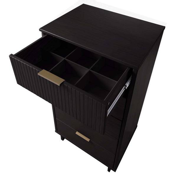 English Elm Granville 5-Drawer Modern Chest In Black With Gold Accents For Stylish Storage & Organization B365S00069