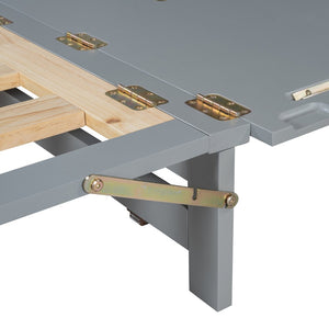 English Elm Queen Size Murphy Bed With Iron Legs - Modern Gray Design, Space-Saving Solution For Compact Living N820S00035E-GIGA