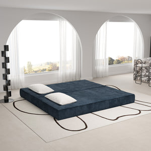 English Elm 80" King Size Folding Sofa Bed Convertible 3-Seat Chenille Couch with 2 Pillows, Foam & Pocket Spring Comfort W1885P256827