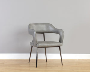 Sunpan Kenny Modern Dining Armchair with Unique Cutout Design and Sleek Gunmetal Stainless Steel Frame Bravo Metal