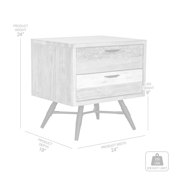 English Elm Bridges Solid Acacia Wood Nightstand with Two Drawers for Farmhouse Bedroom Storage B2736P464856