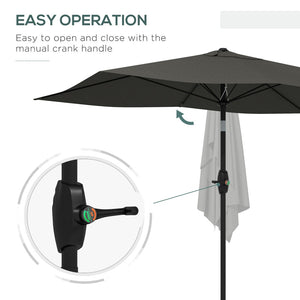 English Elm Outsunny 6.5' X 10' Rectangular Patio Umbrella With Crank, Tilt & Uv Protection For Outdoor Comfort W2225P174142-GIGA