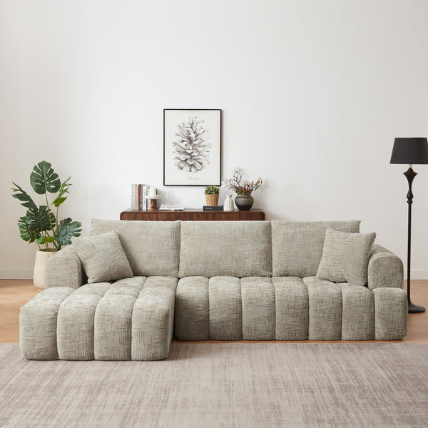 English Elm Chenille L-Shape Oversized Luxury Sectional Sofa - Comfy Sleeper Couch For Living Rooms & Apartments W2339S00038