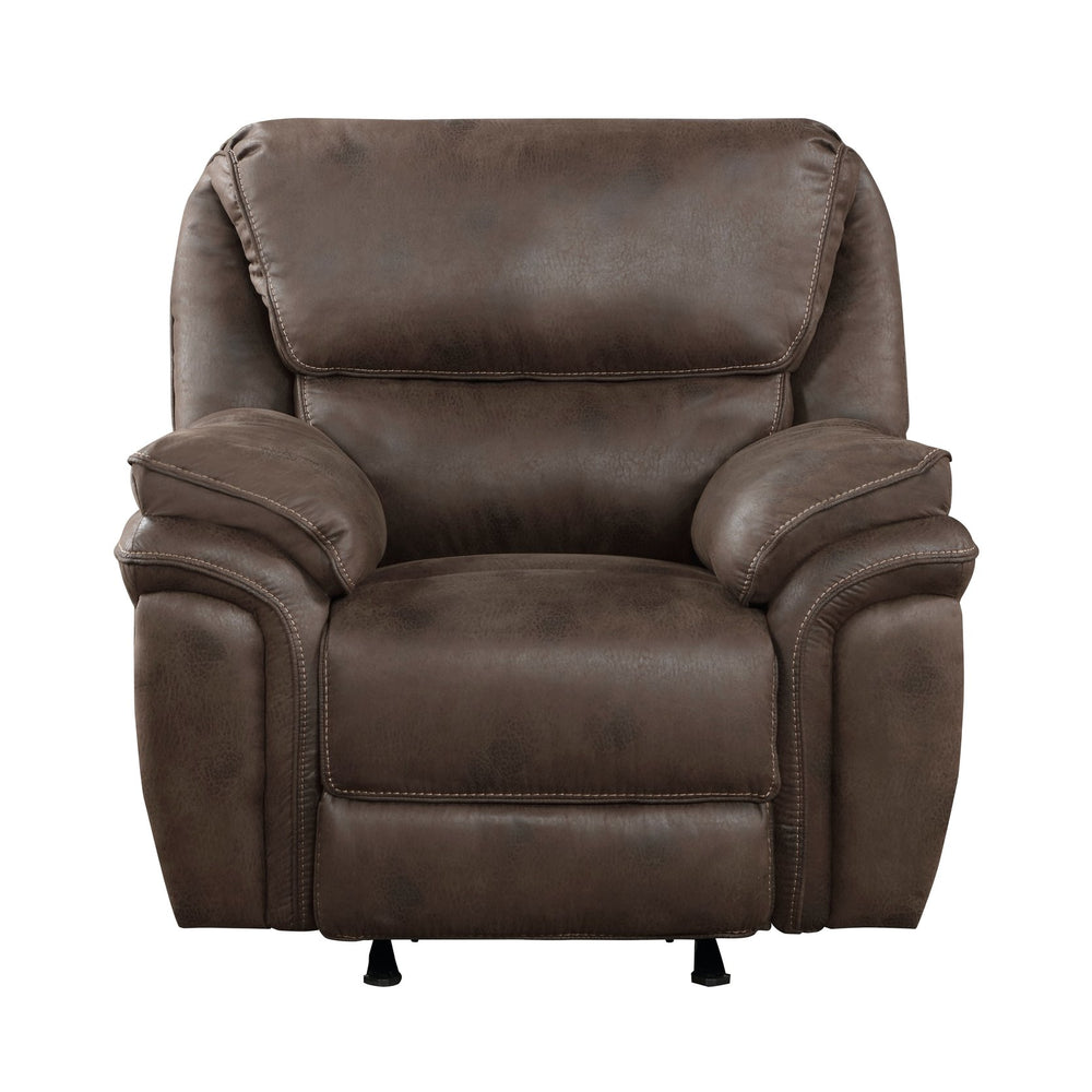 English Elm Plush Microfiber Rocker Recliner with Solid Wood Frame and Pocket Coil Cushioned Seat Brown B011P230406