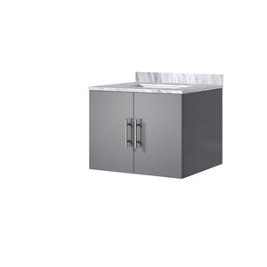 English Elm Dark Grey Bath Vanity With Carrara Marble Top, Soft-Close Doors & Stylish Storage For Modern Bathrooms B2731P258553