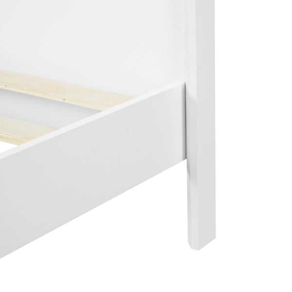 English Elm Pine Solid Wood King Bed Matte Finish Platform Frame Tall Headboard No Box Spring White N770PK291028K