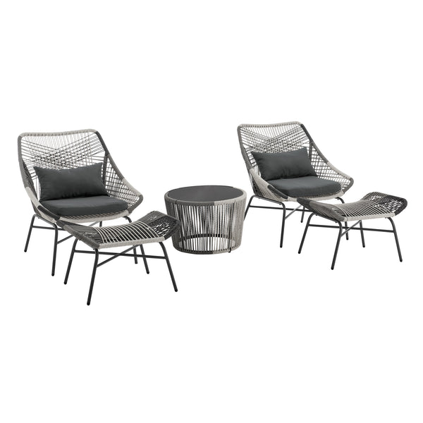 English Elm Ashland 5-Piece Outdoor Conversation Set with UV-Resistant Waterproof Fabric, Rustproof Steel Frame Grey B365P398241