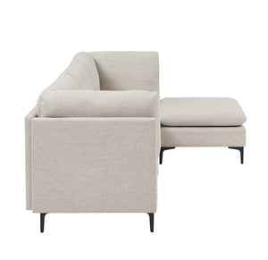 English Elm Linen Upholstered Modular Sectional Sofa with Tall Black Metal Legs for Living Room Almond B2748S00097