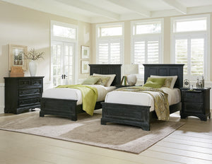 OSP Home Furnishings Farmhouse Double Twin Bedroom Set Rustic Black