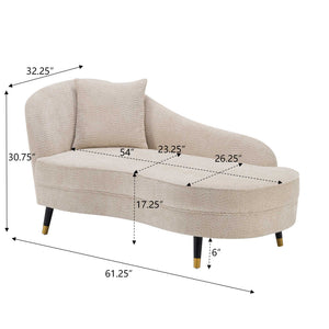 English Elm Bellaluxe Boucle Curved Chaise Lounge Upholstered Reading Chair for Bedroom or Office Beige N773P399982B