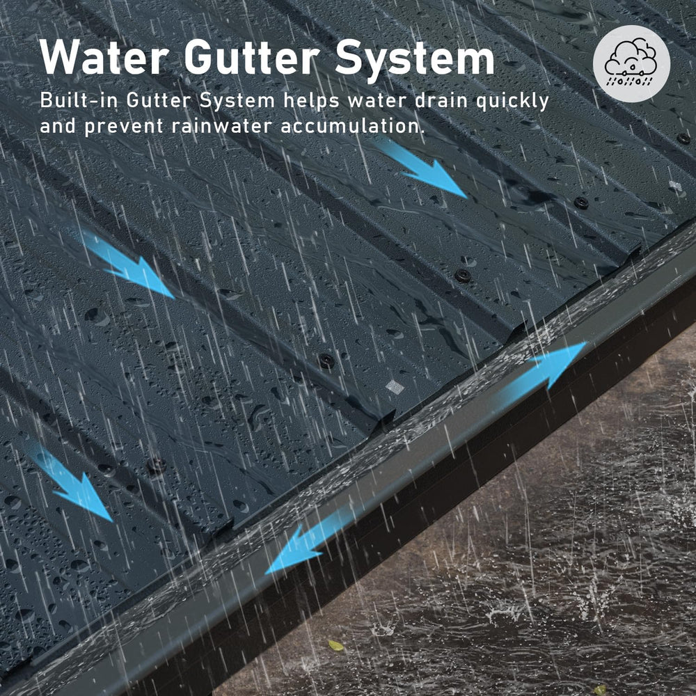 English Elm 14x22FT Hardtop Gazebo Metal Pavilion with Galvanized Double Roof, Aluminum Frame, Gutter, Curtains & Netting Grey W1859S00105