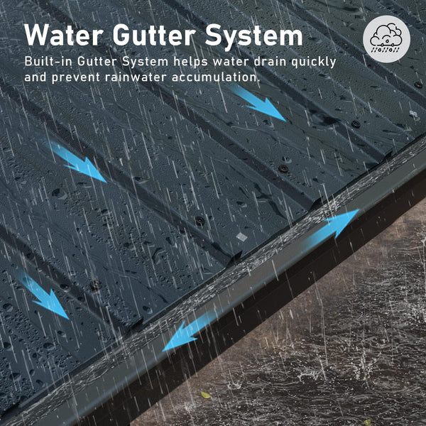 English Elm 14x22FT Hardtop Gazebo Metal Pavilion with Galvanized Double Roof, Aluminum Frame, Gutter, Curtains & Netting Grey W1859S00105