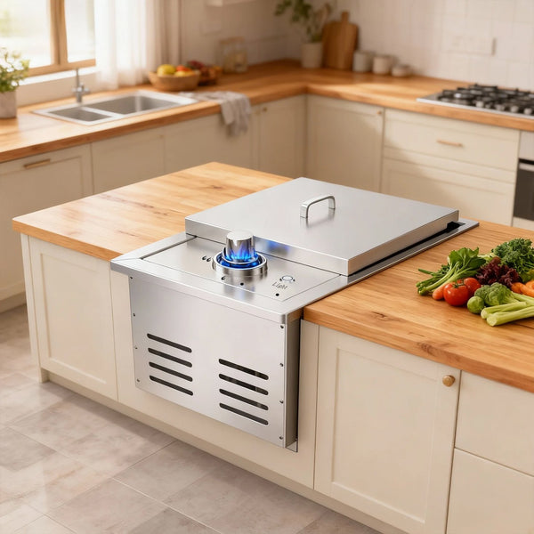 English Elm Commercial Dual Burner Stainless Steel Countertop Gas Range for Professional Kitchens W5057P394285