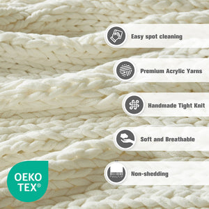 JLA Home Madison Park - Hand Made Throw Blanket — Double-Knit 100% Acrylic, OEKO-TEX, Ultra-Soft Modern Boho Accent for Home Comfort MP50-6135