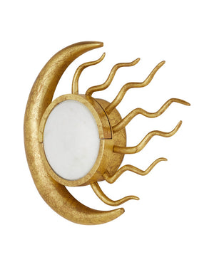 Currey & Company Tona Wall Sconce - Vintage-inspired, Handcrafted Iron Design With Gold Leaf Finish & Marble Accent Gold Metal ,Marble 5900-0058-currey-company