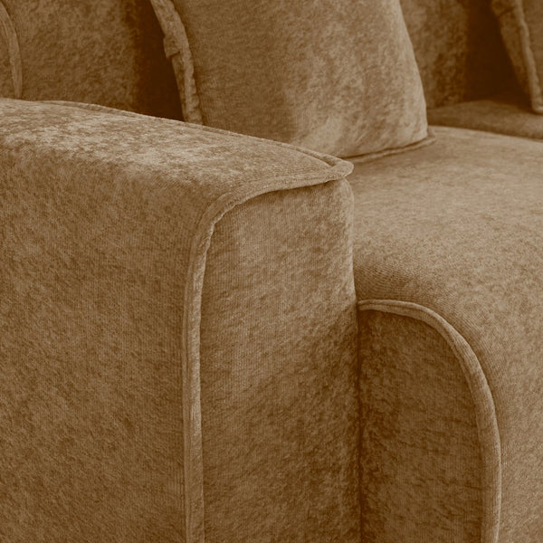 English Elm Streamlined Modular L-shaped Sectional Velvet Sofa with Ottoman and Tailored Piping Detail Brown W3041S00376