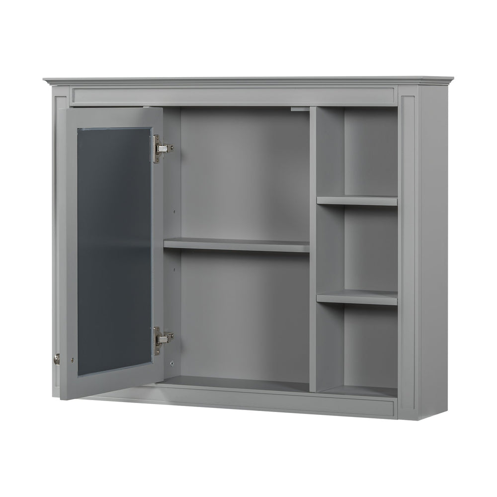 English Elm 36'' Modern Bathroom Vanity With Medicine Cabinet, Soft-Close Doors, 4 Drawers & Ceramic Sink Set SW000134AAE-1