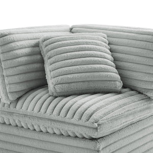 English Elm Jenny Corner Accent Chair Gray Plush Corduroy Upholstered Lounge Chair with Down-Blend Cushion Topper, Black Wood Legs and Throw Pillow (41" L x 41" W x 35" H) B050P408890