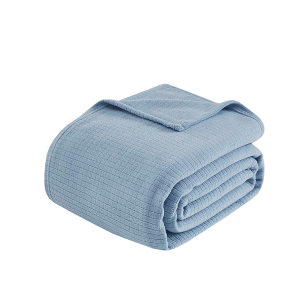 English Elm Microfleece Twin Blanket 66x90 | Ultra-Soft 100% Polyester Brushed Microfleece, Anti-Pilling Grid Touch Blue 15.55 L x 12.4 W x 4.72 H B035P294150