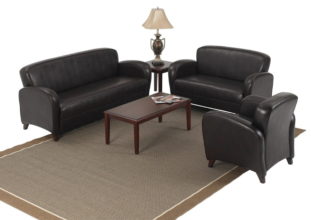 OSP Home Furnishings Mocha Bonded Leather Contemporary Sofa with Tapered Arms and Greenguard Certified Frame SL2273EC9