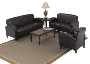 OSP Home Furnishings Mocha Bonded Leather Contemporary Sofa with Tapered Arms and Greenguard Certified Frame SL2273EC9