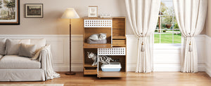English Elm Modern Mdf Cat Litter Box Enclosure Side Table with Ventilated Storage Compartment Brown N752P394342D