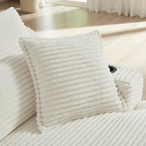 English Elm 47.24 Plush modern compression sofa with S-curve arms, cup holders, cotton lumbar pillow and deep seat comfort White W3396P373286