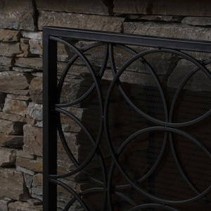 English Elm Fire Screen Handcrafted Iron Geometric Mesh Spark Guard for Modern Living Rooms 61125.00BLK