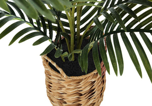 English Elm Artificial Palm Plant, 24" Lifelike Greenery In Beige Woven Basket - Perfect For Home & Office Decor B2710P220017