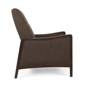 English Elm Christopher Knight Home® - Fabric Recliner Chair Mid-Century Push-Back Upholstered Armchair with Thick Cushion and Birch Frame Brown 70449.00BRN