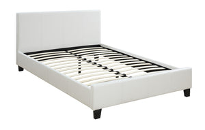 English Elm Classic White Queen Size Bed Faux Leather Upholstered Frame with Wooden Legs, Chic Traditional Design, Easy Assembly, 65"W x 84.5"L B011P395407