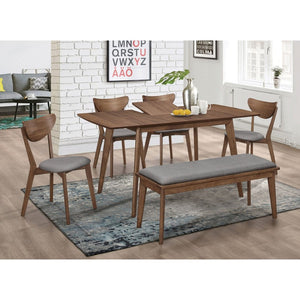 English Elm Shorna Retro-Modern 6-Piece Dining Set With Natural Walnut Finish - Comfort, Style, And Durability! B062S00795-GIGA