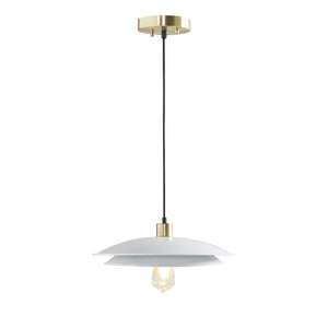 JLA Home INK+IVY - 2-Tier Matte White Pendant with Gold Canopy — Mid-Century Modern Double Disc Shade, Even Lighting II151-0120