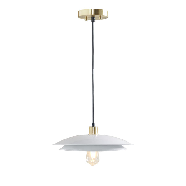 JLA Home INK+IVY - 2-Tier Matte White Pendant with Gold Canopy — Mid-Century Modern Double Disc Shade, Even Lighting II151-0120
