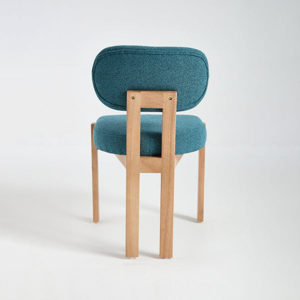 English Elm Wooden Wingback Dining Chairs Chenille Upholstered Farmhouse Set for Kitchen Comfort Teal W3244P316082